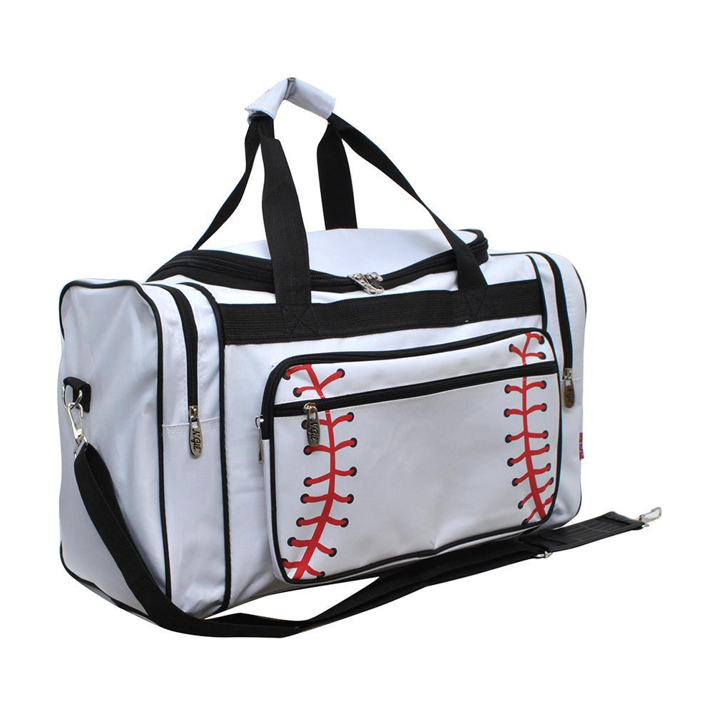 Baseball White NGIL Canvas 20" Duffle Bag | MommyWholesale.com
