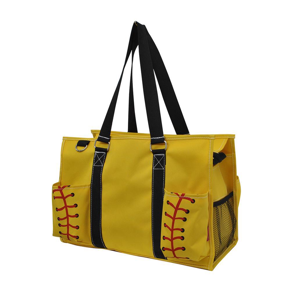 Softball Yellow NGIL Zippered Caddy Organizer Tote Bag | MommyWholesale.com