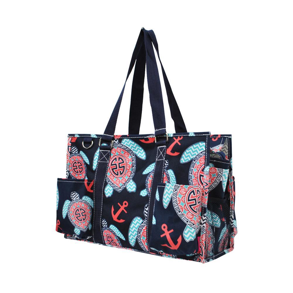 Sea Turtle NGIL Zippered Caddy Organizer Tote Bags in Bulk |  MommyWholesale.com